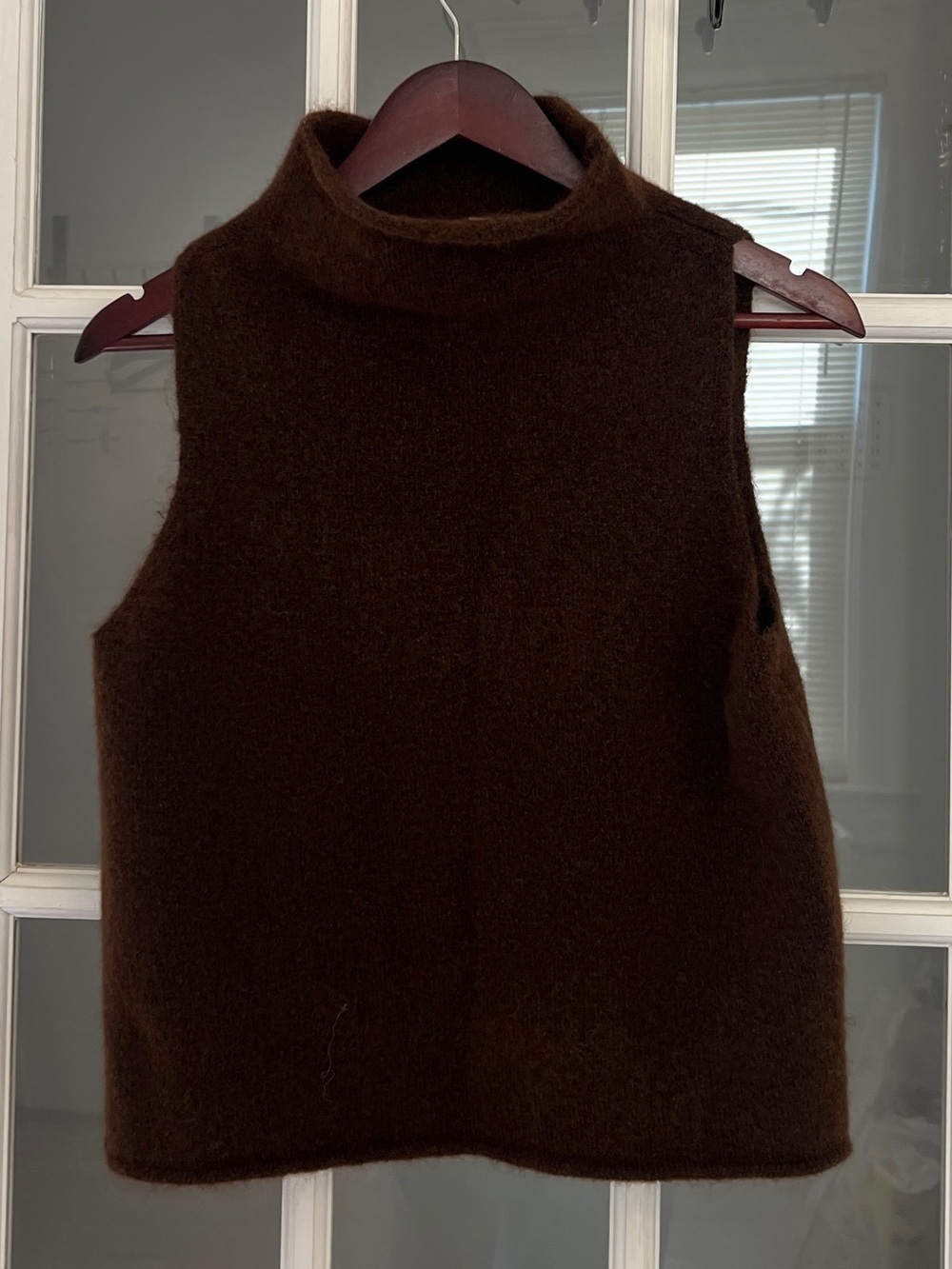 H&M DIVIDED Women's Dark Brown Fuzzy Mock Neck Sleeveless Top Size M NEW
